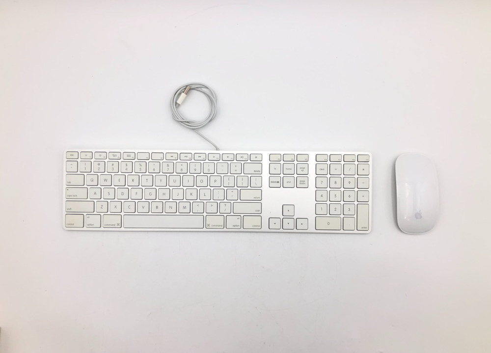 Apple A1243 Wired Keyboard + Magic Mouse 2 A1657 Bundle Tested In Box