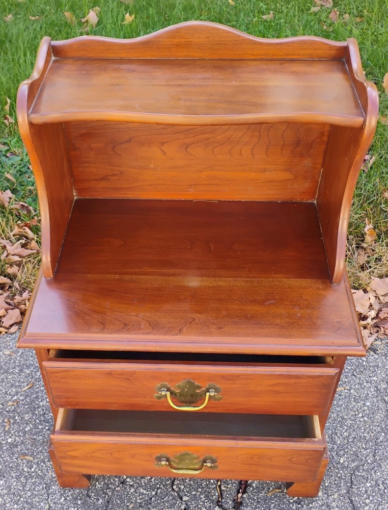 Henkel Harris solid cherry 2 tier, 2 drawer stand table
