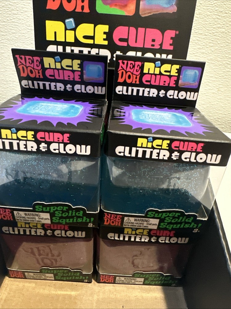 4 Needoh Schylling Nice Cube Glitter And Glow And Display Box Authentic Unique