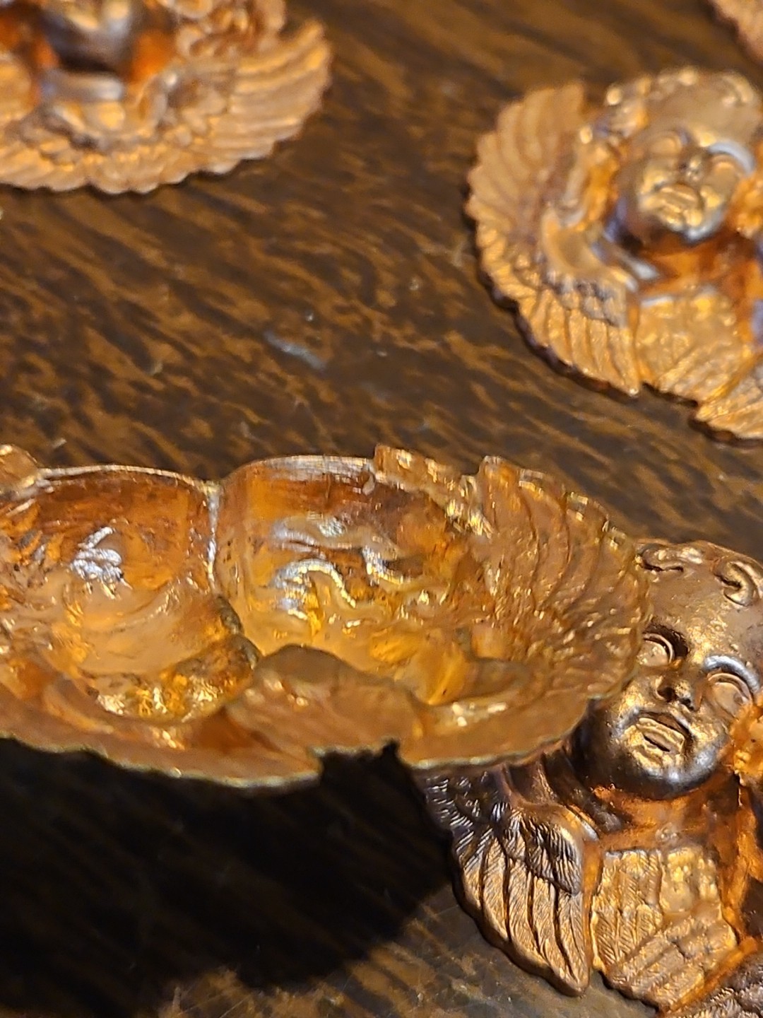 Lot Of 10 Cherub Head Bust France Vintage 60s Brass Stampings Findings Jewelry