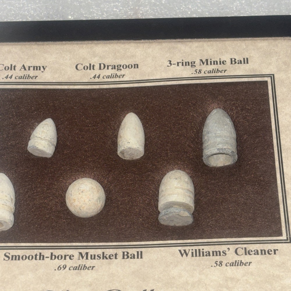 7 Civil War Bullets in Matted Display Case