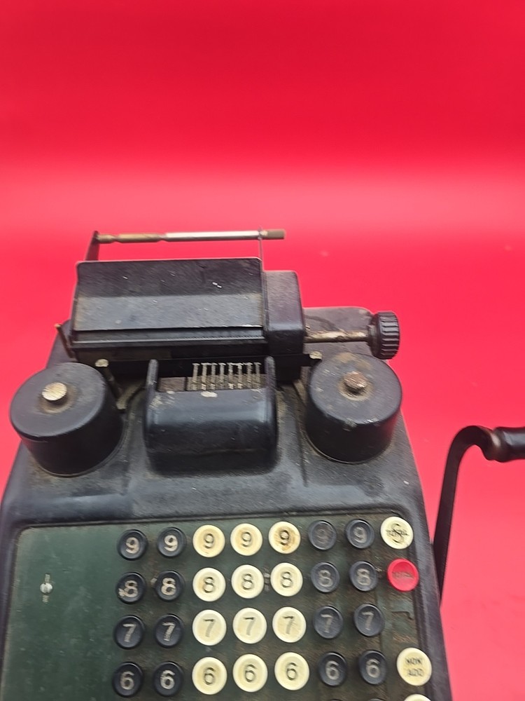 Burroughs Portable Adding Machine Hand Crank Antique 8 Column