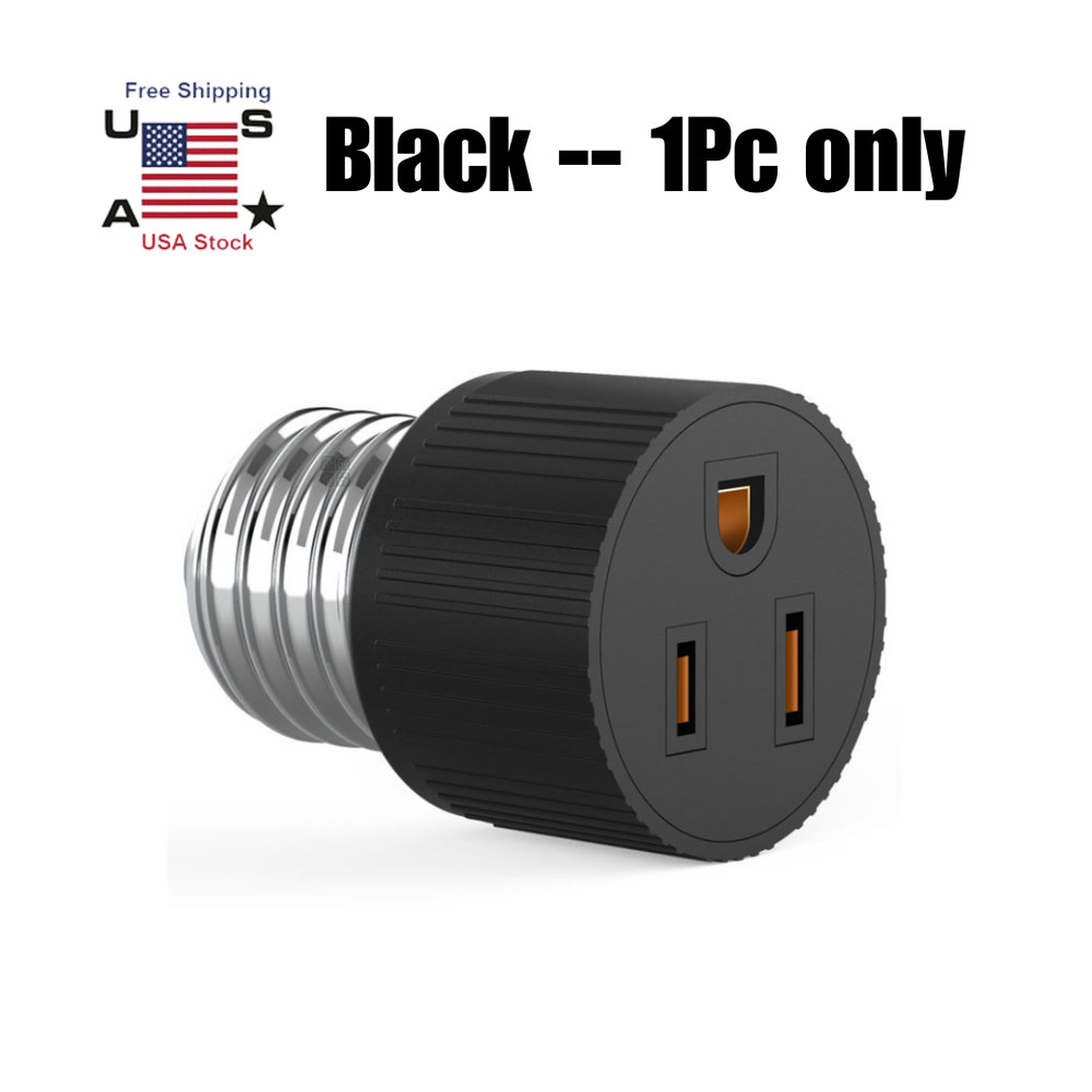 4× E26/E27 Light Socket to Plug Adapter 2/3 Prong Light Bulb Outlet Adapter US