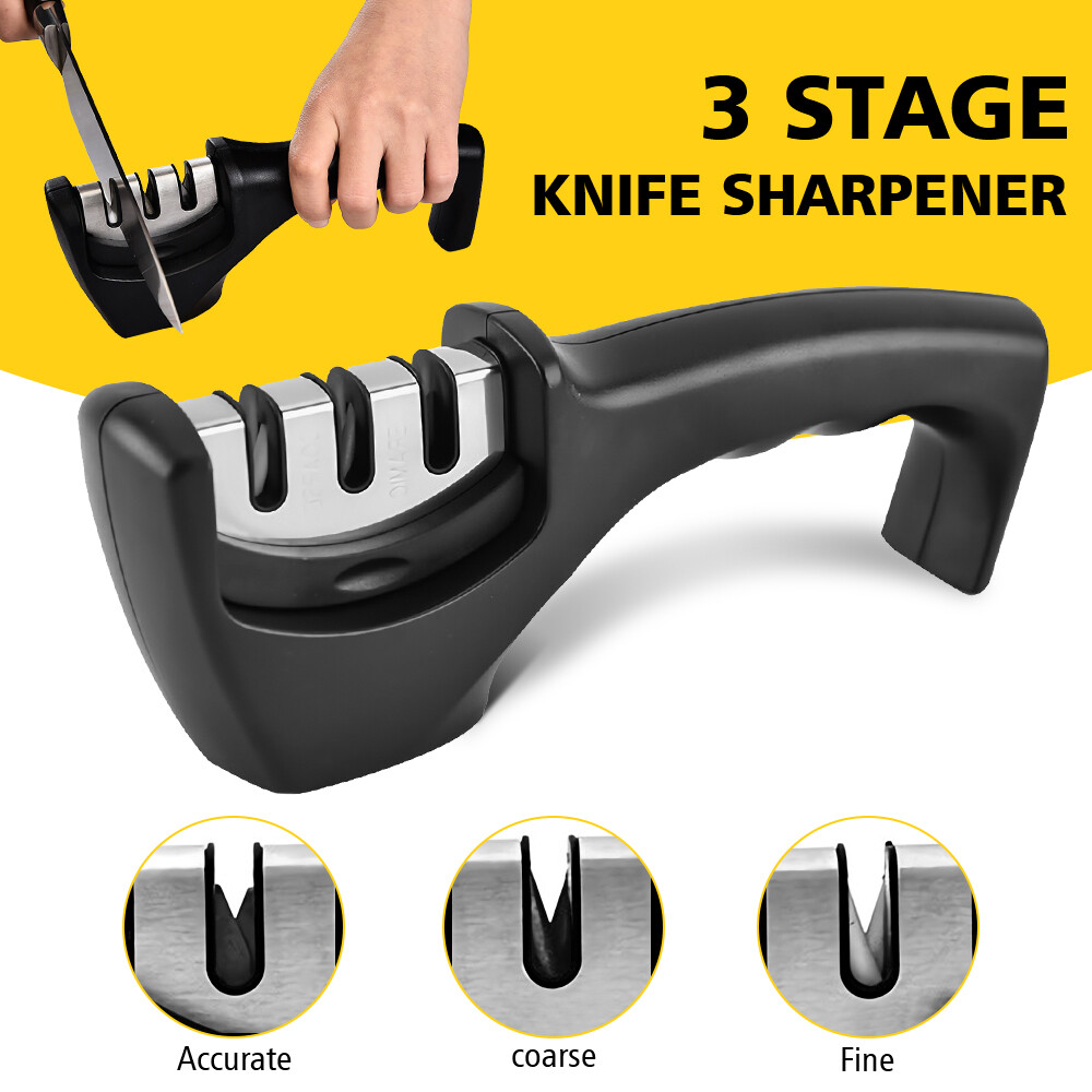 Knife Sharpener Professional Ceramic Tungsten Kitchen Sharpening System 3 Stage