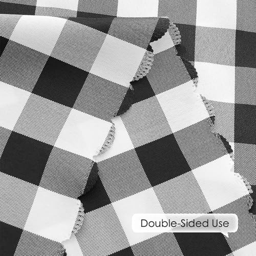 Gingham Tablecloth – 71" x 55" (Rectangular) Gingham (Scalloped Edge) - Black