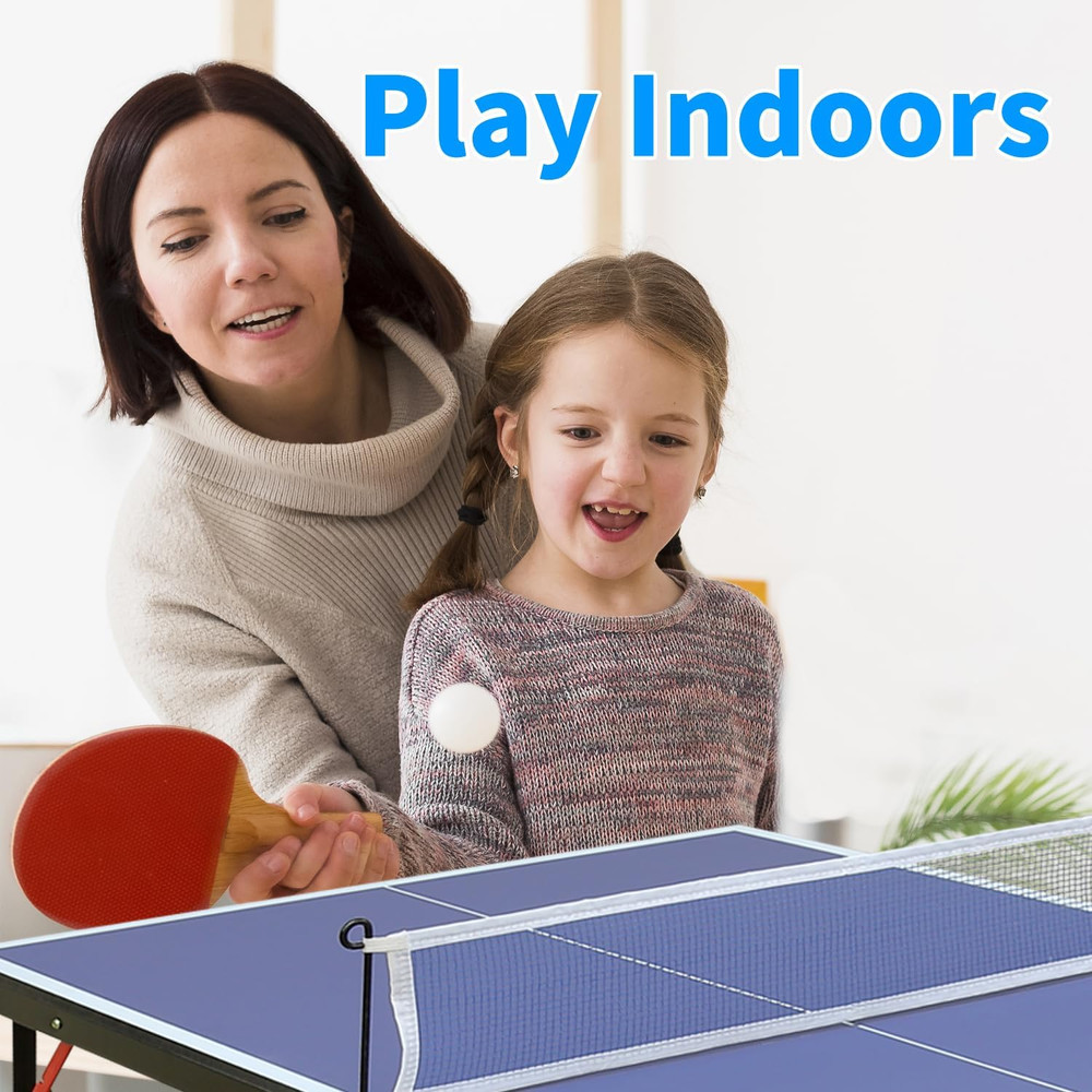 Foldable Ping Pong Table with Net Paddles Balls Compact Portable Game Table