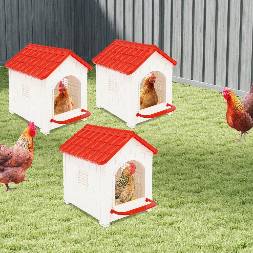 3 PCS Chicken Nesting Boxes Nesting Box with Nesting Pad for Laying Eggs Red