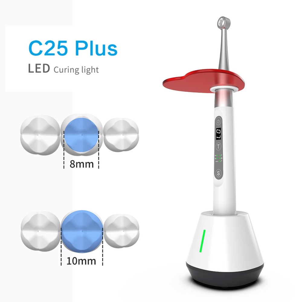 Dental Wireless 10W LED Curing Light 1 Second Curing Flexible Head C25 Plus USA