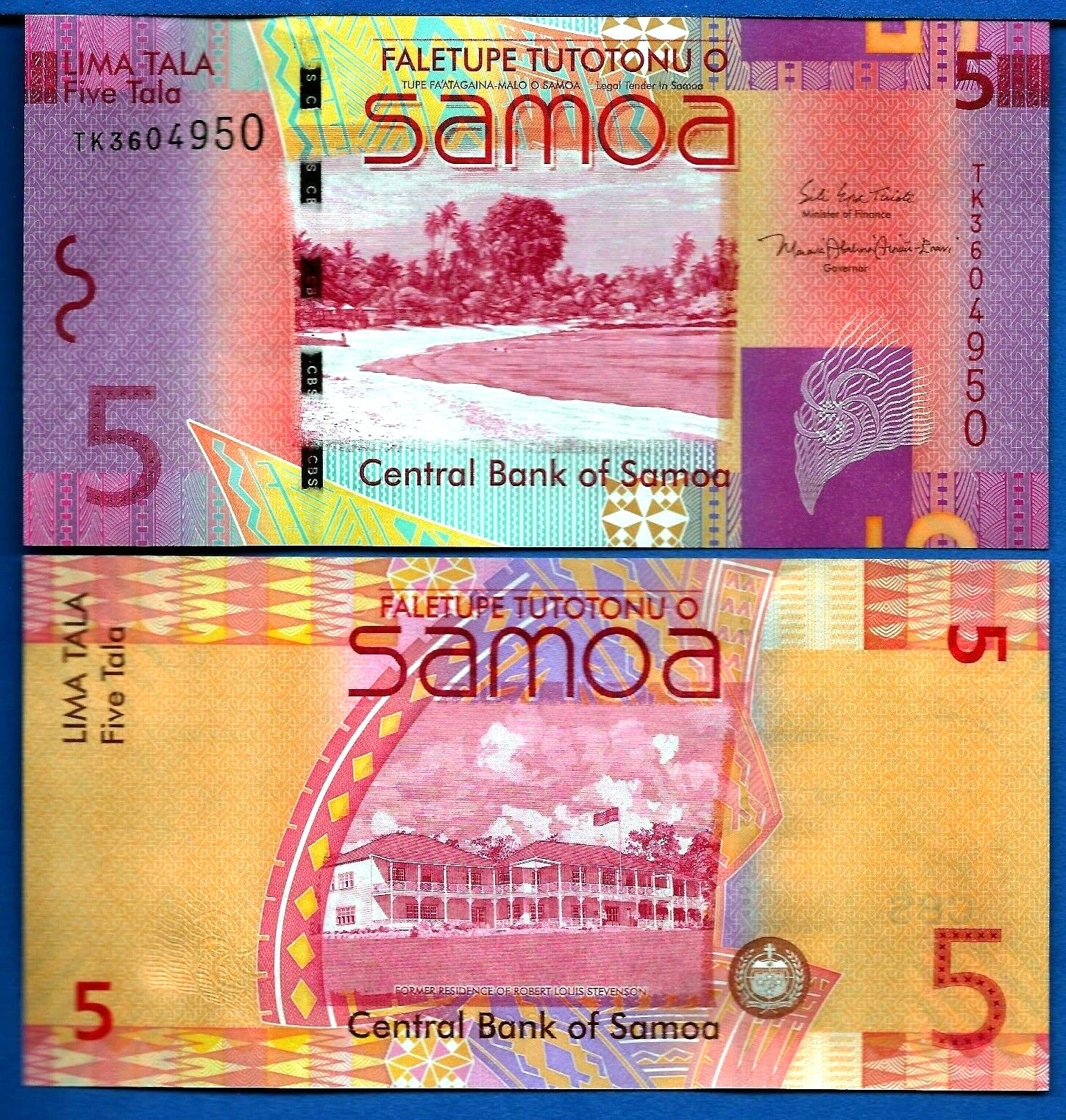 Samoa P-38 Five Tala Year ND 2017 Uncirculated Banknote