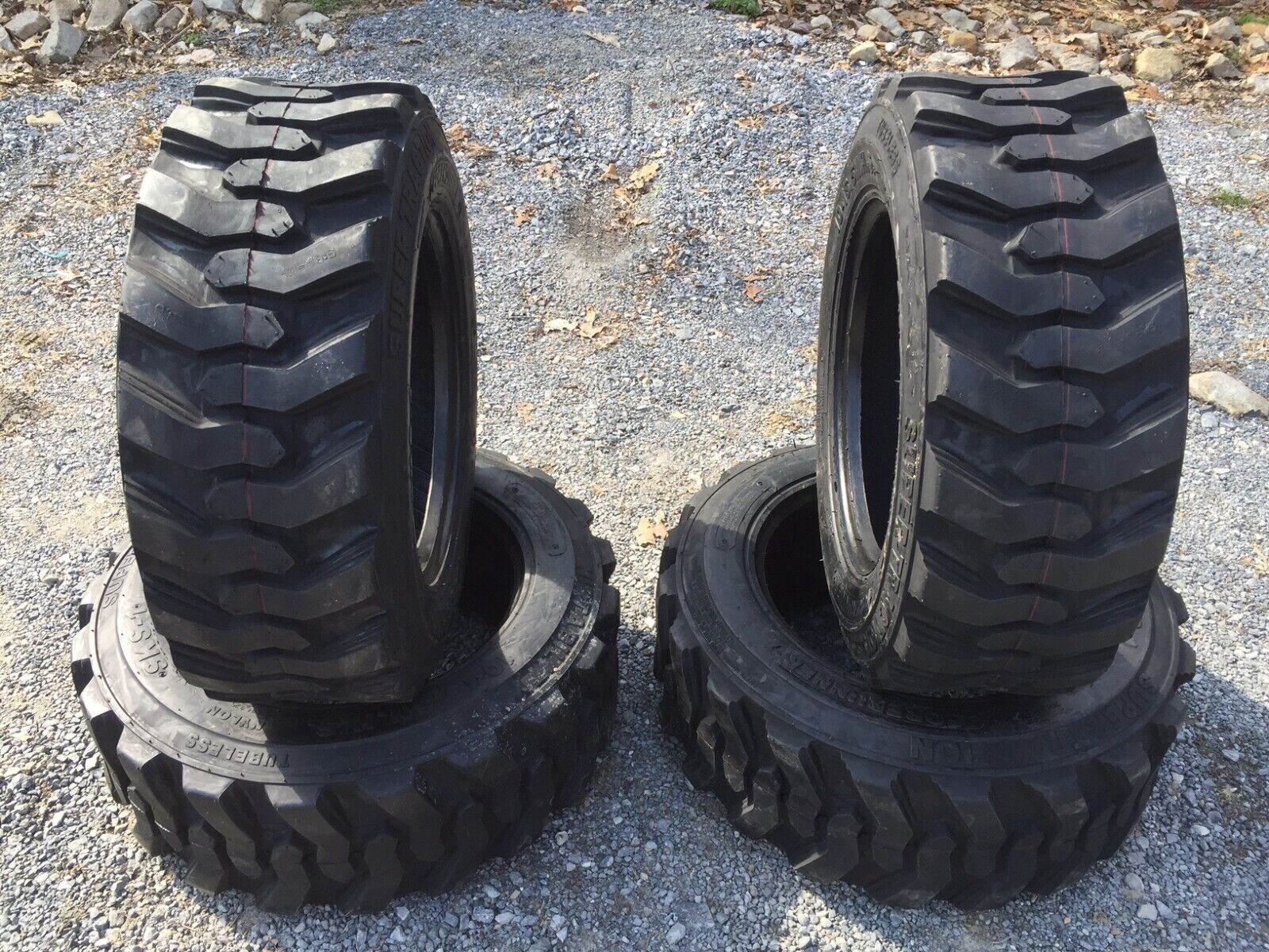 4 NEW 10-16.5 Skid Steer Tires with Rim guard -10X16.5 12 PLY-for Bobcat & other