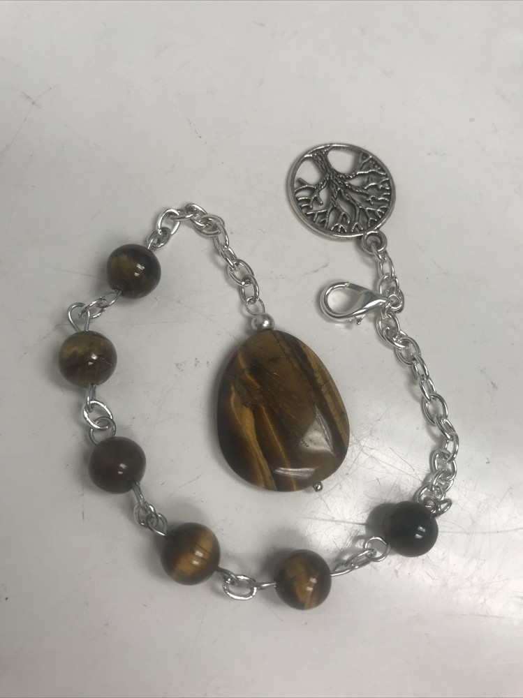 Tiger Eye Pendulum Bracelet Chain With Tree 689