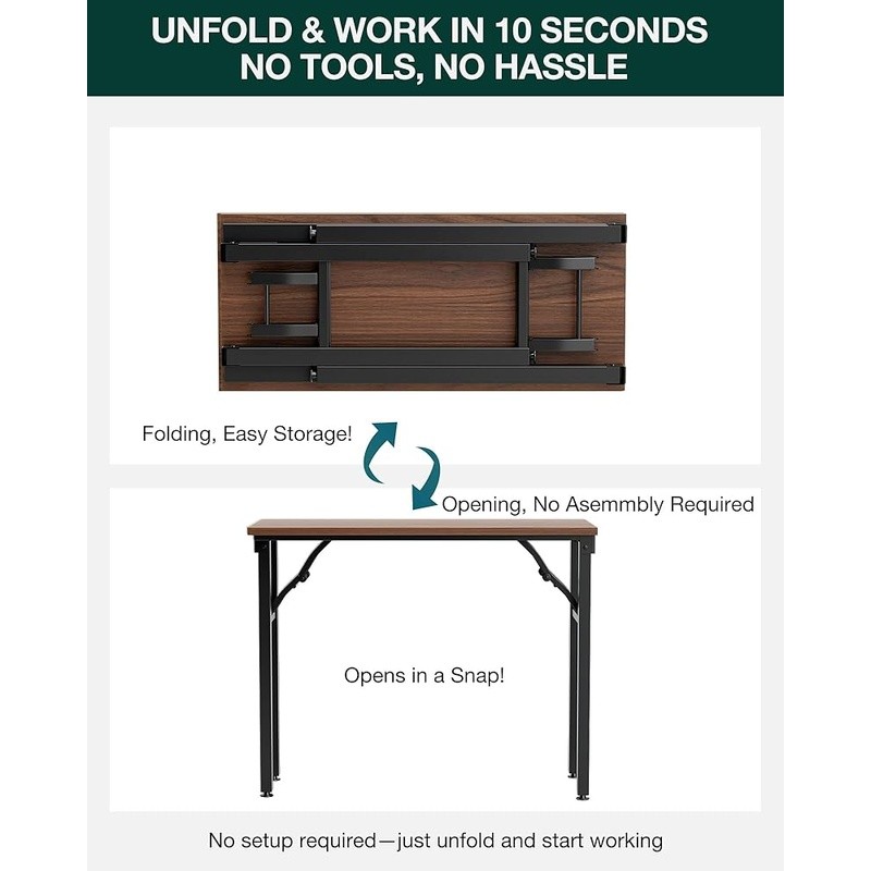 Folding Desk No Tools Assembly Compact Lightweight Workstation Home Office Study