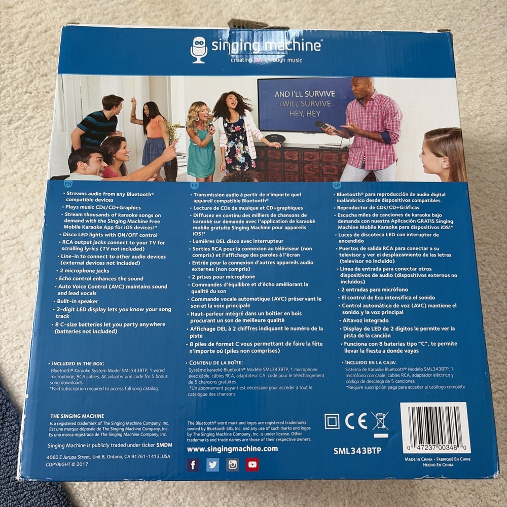 Karaoke singing machine sml343btp