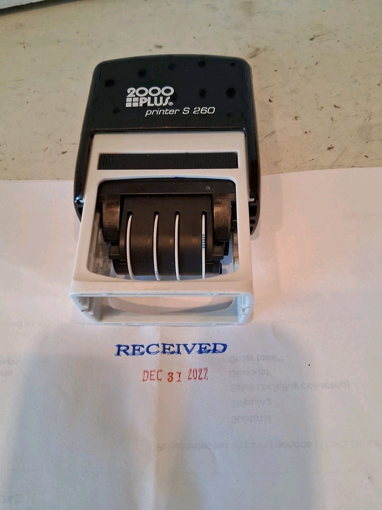 2000 Plus Printer S 260 Received Entered Rectangle Movable Date Stamps 12/31/27