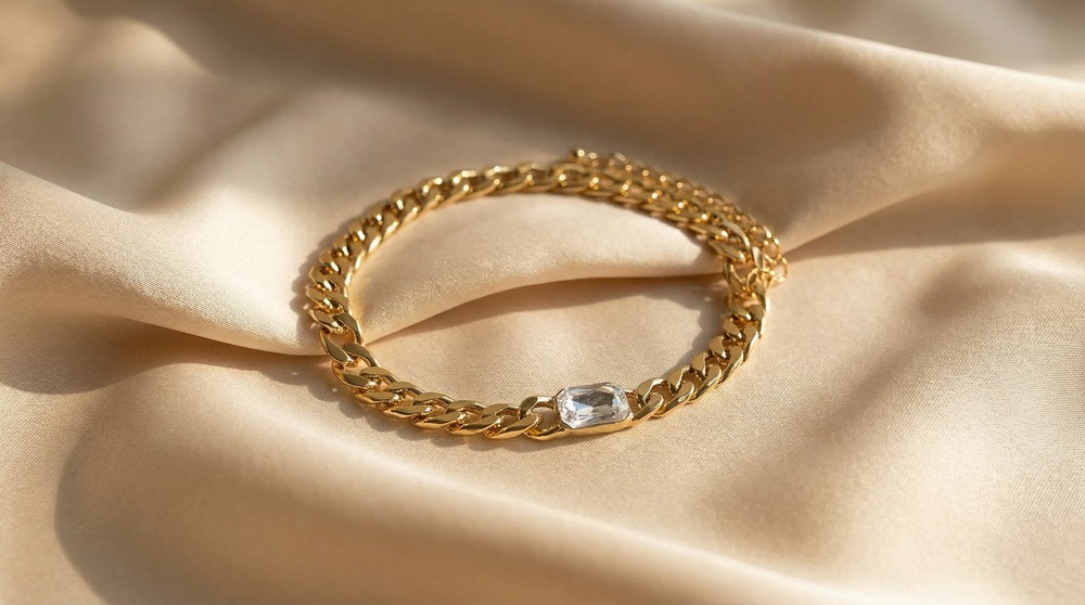 Crystal Gold Chain Necklace