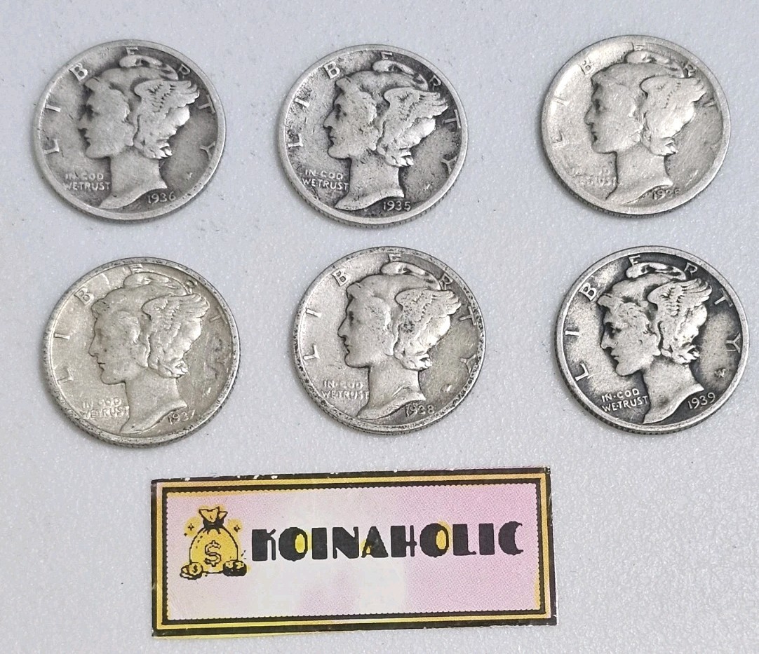 SILVER Mercury Dimes 1930's, PRICE PER Coin, Silver 🚀 🚀 🚀 Fast Ship 🚢