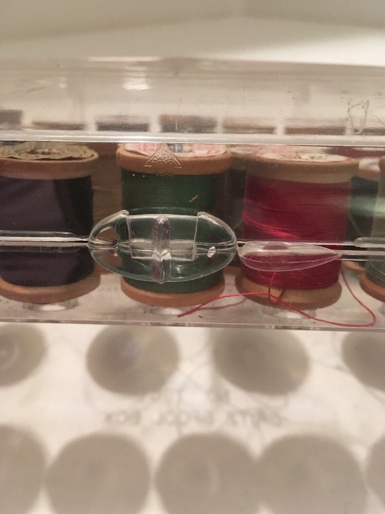 vintage mid century Lucite Dritz Thread Case With Thread
