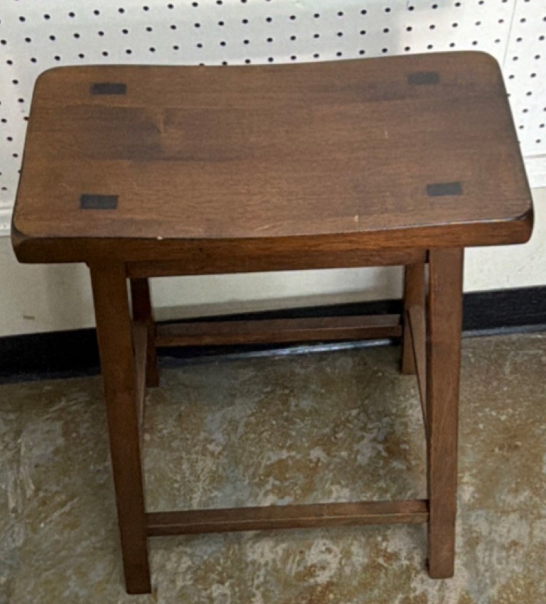 Antique Brown Wooden Stool, Rectangular, 24x17.5x9in, Fully Assembled