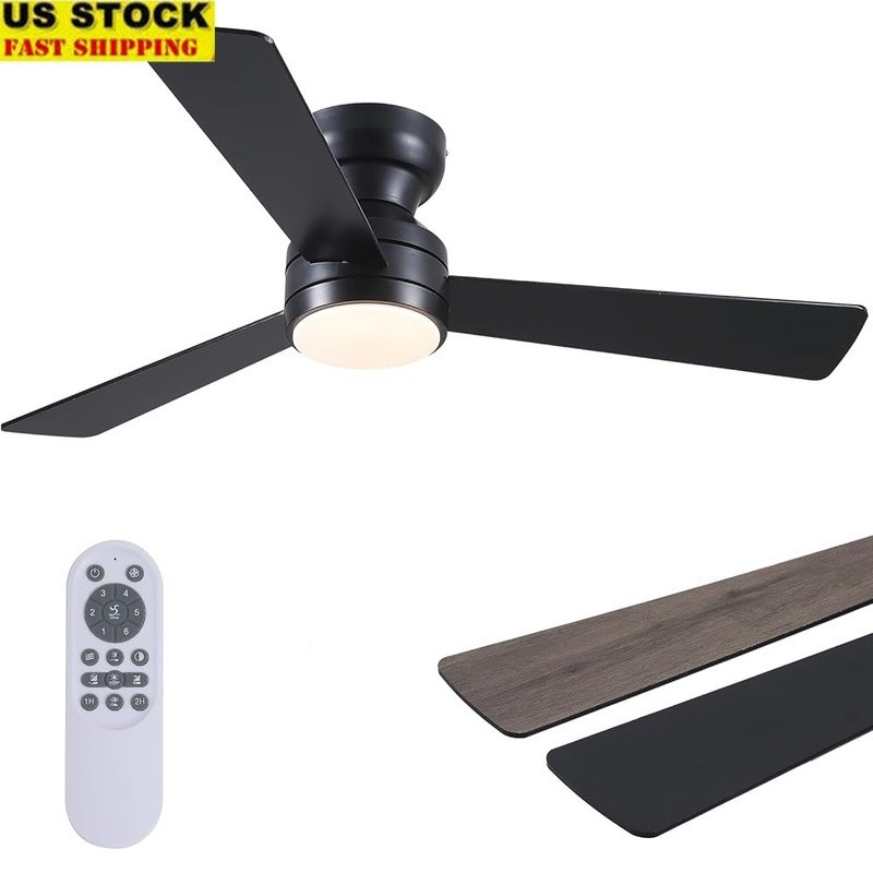 Reversible Ceiling Fan W/ Remote Control Lights Quiet Motor Indoor Spaces 46"