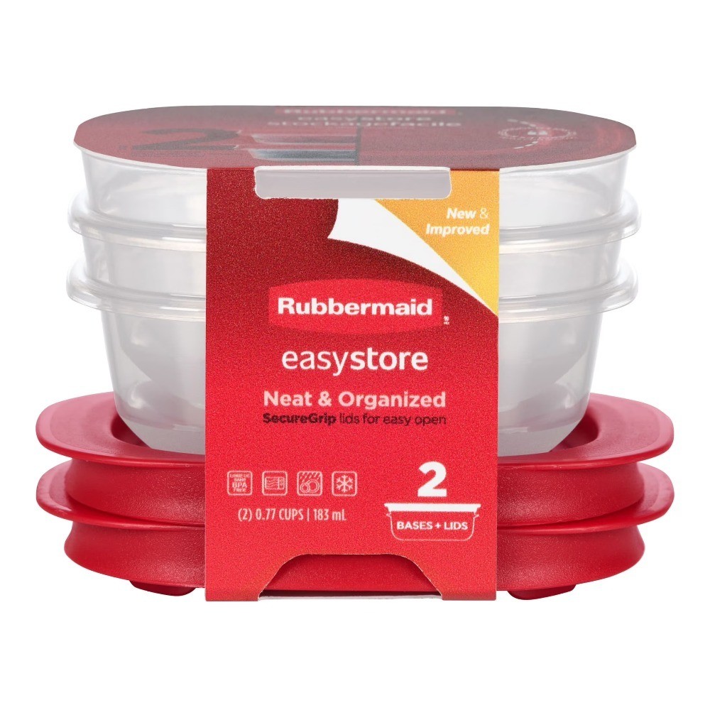 2-Pack 0.77-Cup EasyStore Rectangular Food Storage Containers with Lids for