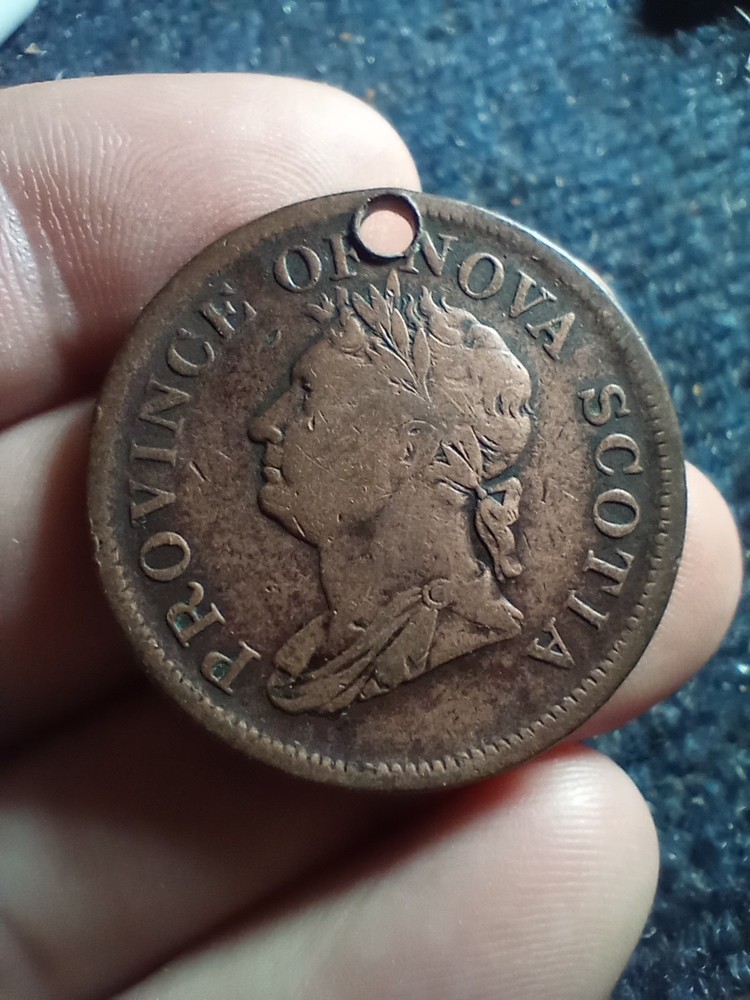1832 Nova Scotia Half Penny Token, Holed