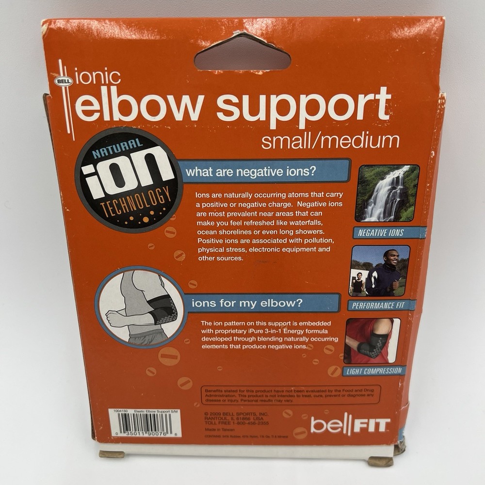2 Bell Ionic Elbow Support Negative Ions Performance Fit and Fits Small-Medium