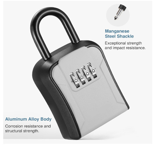 Key Lock Box for Outside-Combination Lockbox for House Key-Portable/Wall Mounted