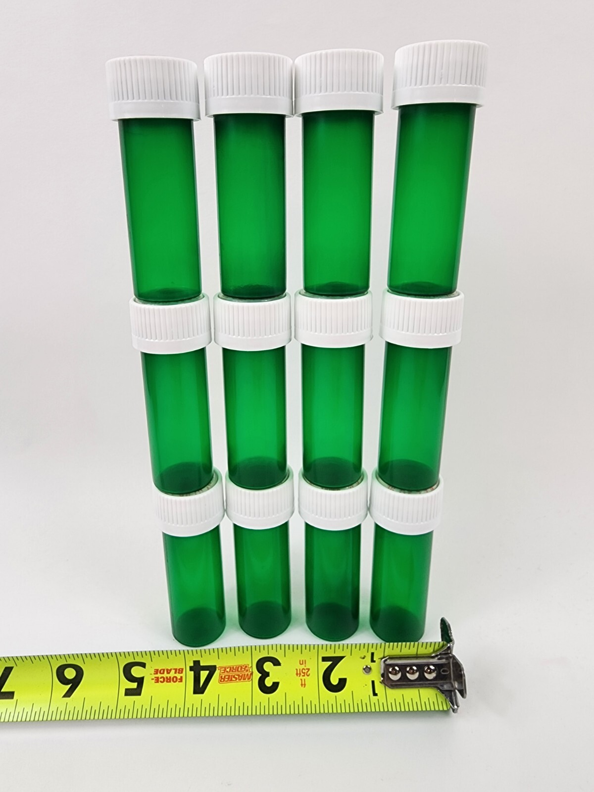Lot of 12 Small Green Plastic Rx Pill Bottle 8 Dram for Crafts/Storage
