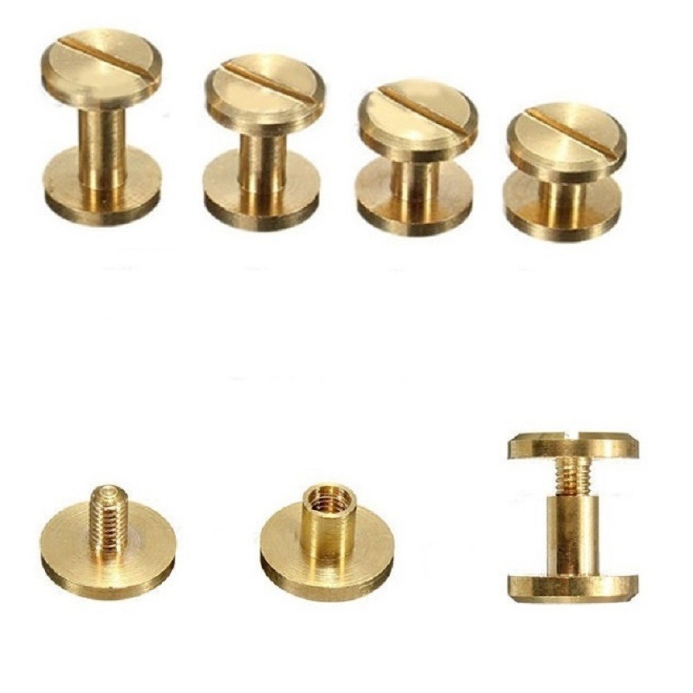 5/10Pcs Height 8mm Leather Craft Chicago Nail Brass Solid Rivets Stud Head C