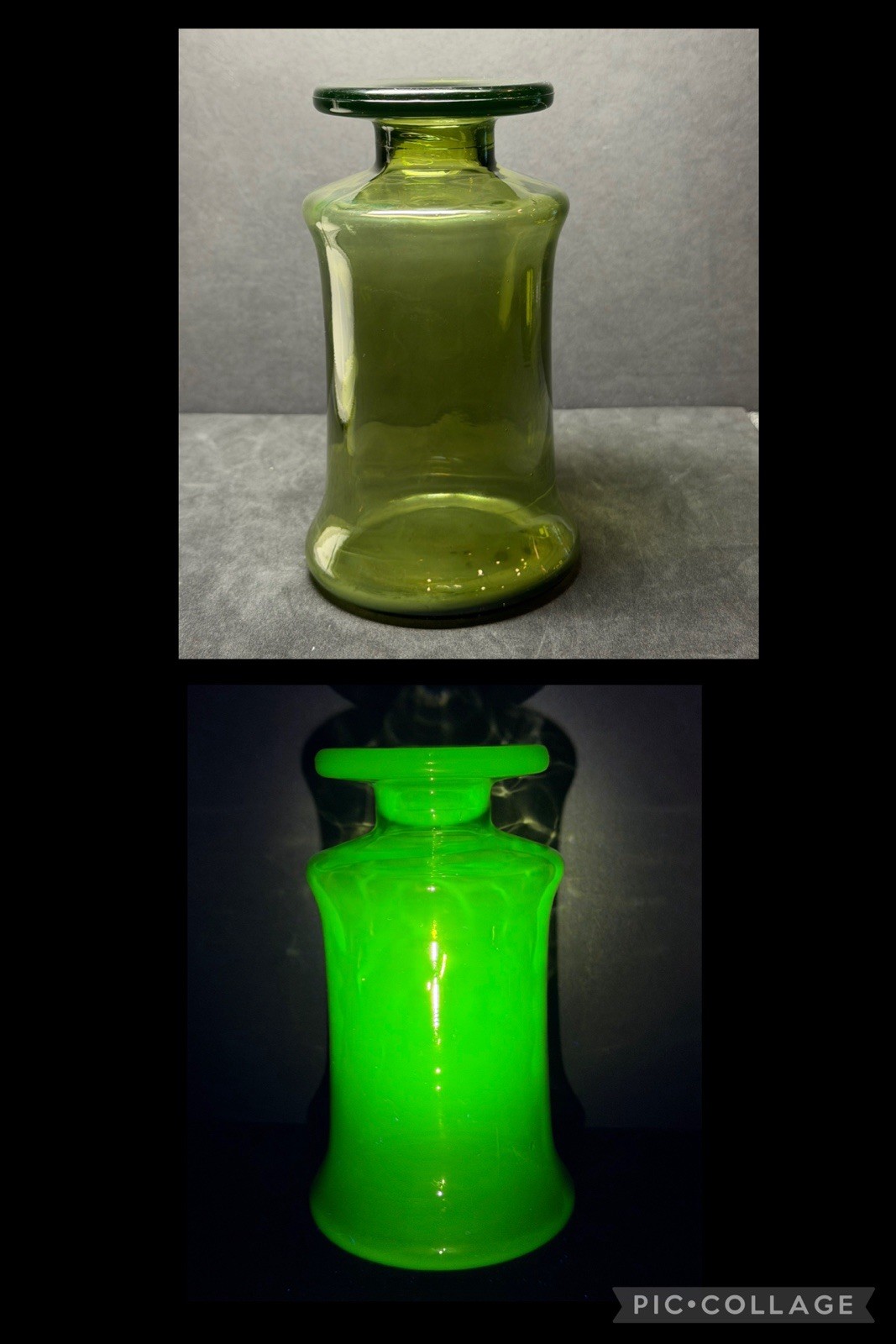 Dansk Designs France uranium glass candleholder 6.5in green