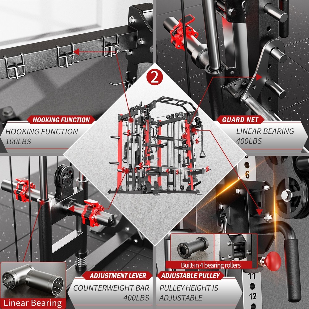 Smith Machine, Multi-Function Strength Training Cage, Suitable for Home Gyms