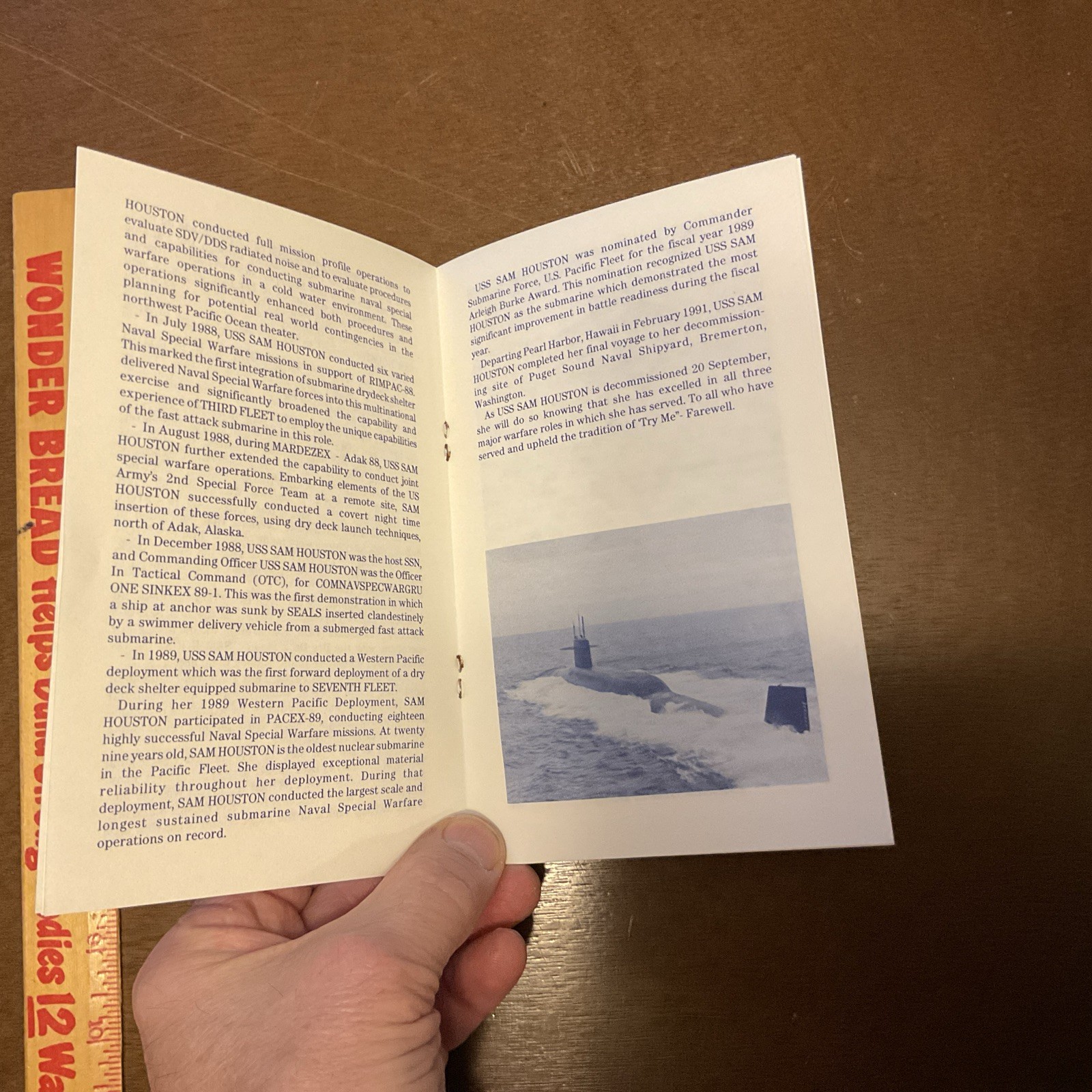 1991 Decommissioning Ceremony USS SAM HOUSTON SSN 609 Handout Pamphlet Vintage