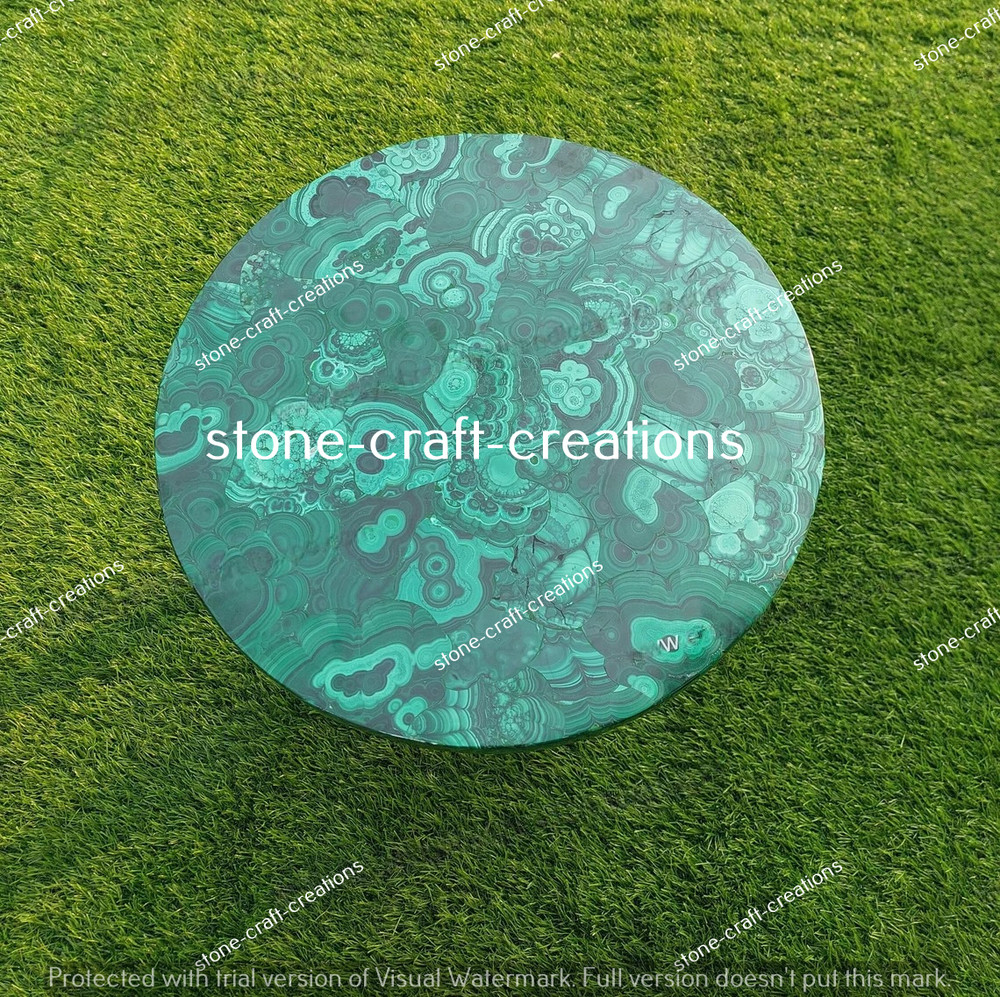 Green Table Round Malachite Handmade Coffee Tabletop ,Dining Table Home decor