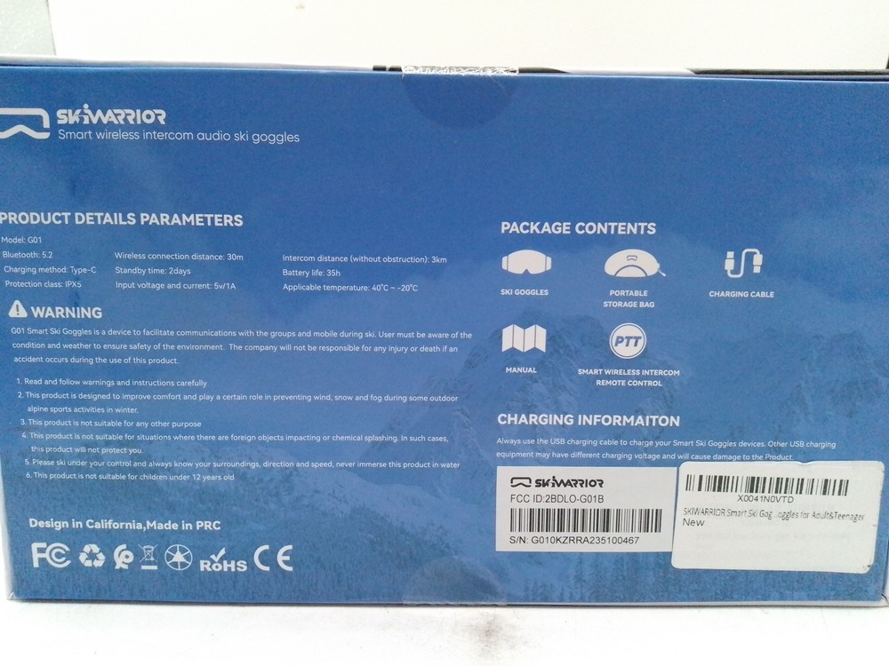 SkiWarrior Smart Wireless Intercom Audio Ski Goggles