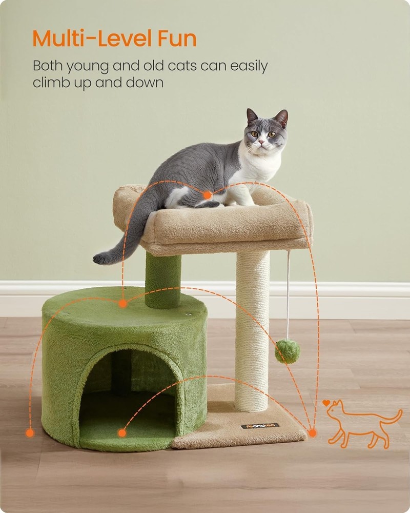 Easy Assembly Cat Tree with Plush Perch and Scratching Post - Ideal for Kittens