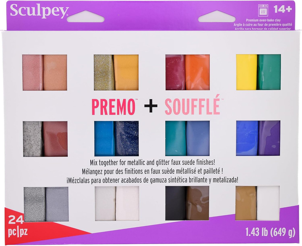 : Multipack - Premo + Souffle - 24 Unique Color-Glitter Bars, Sampler Pack, Non-