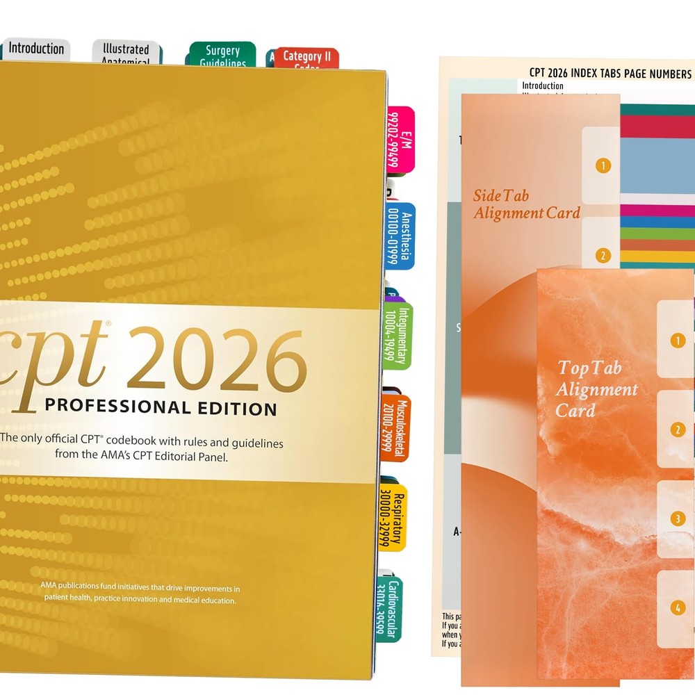 CPT 2026 Code Book Index Tabs - for AMA Version 2026 Light Blue