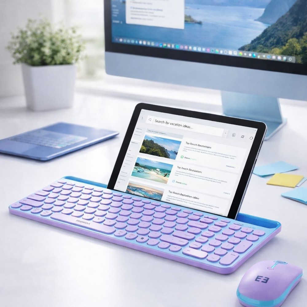 Dual Connection Bluetooth USB Keyboard Mouse Combo for iPad Tablet Laptop PC