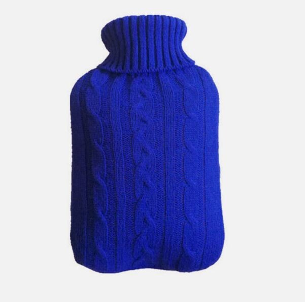 2 of the Large 2L Natural Rubber Hot Water Bottle Warm or cold Fleece Knitted US