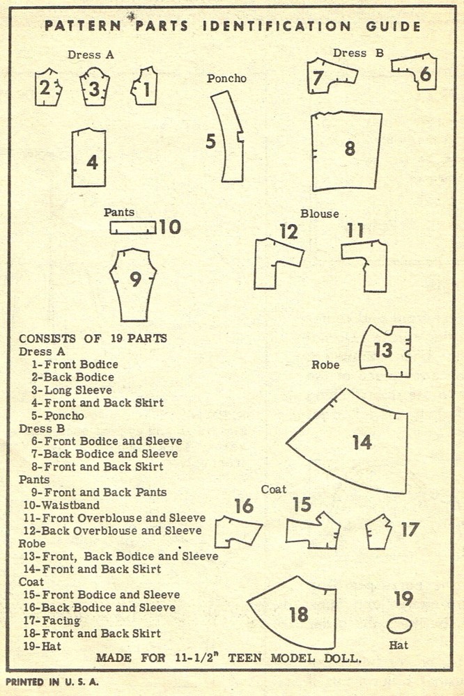 Barbie DOLL Patterns Size 11.5" ~6 patterns~ Vintage Mail Order
