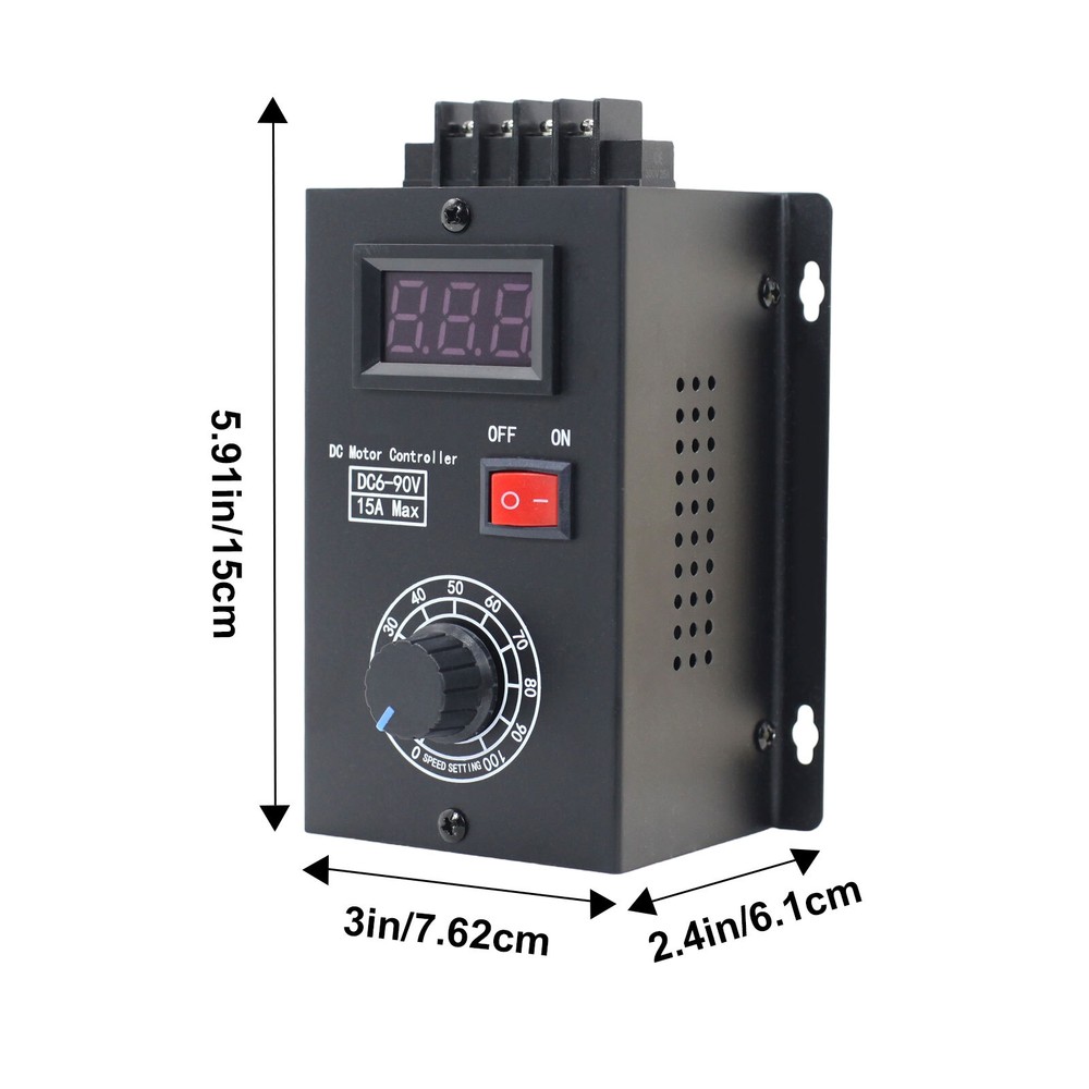 PWM DC Motor Speed Controller, High Precision DC 6-90V 15A DC Motor Controller