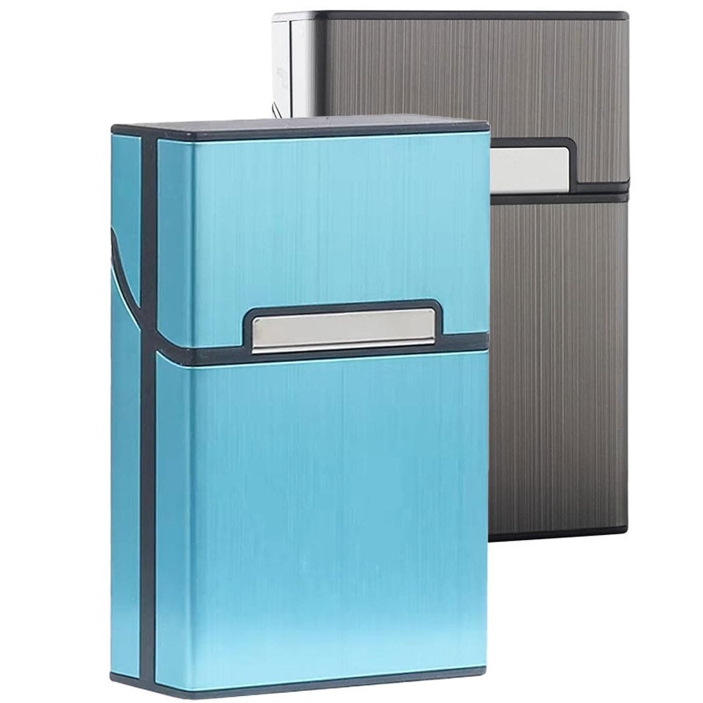 Cigarette Case Brushed Metal Cigarette Case with Magnetic Switch Flip Closure...