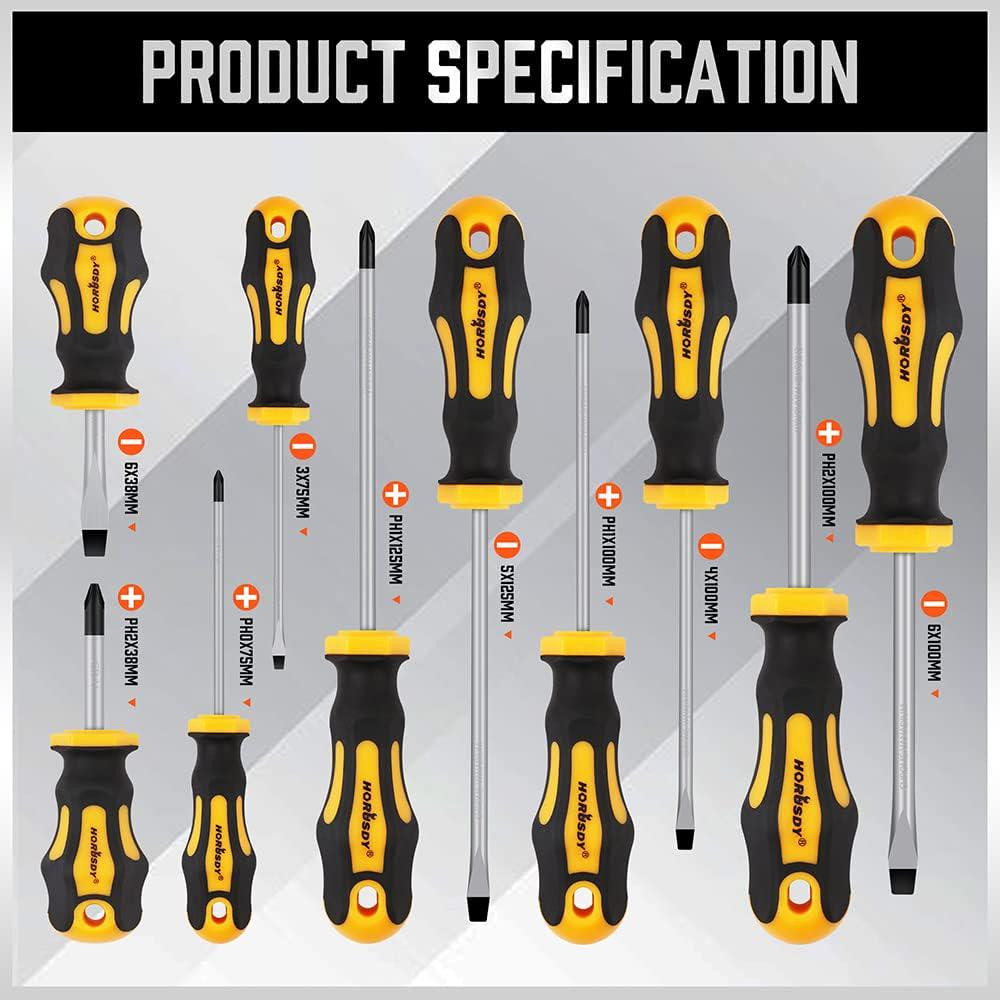 11-Pieces Magnetic Screwdriver Set 5 Phillips 5 Flat Head Tips Magnetizer Tool