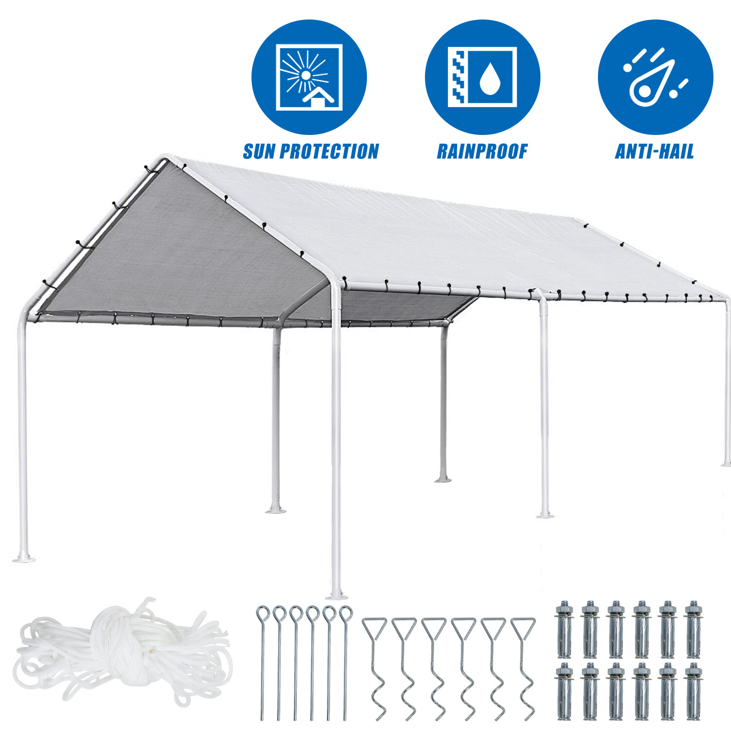 10' X 20' Heavy Duty Carport Canopy Garage Tent, Steel Car Shelter Party Tent
