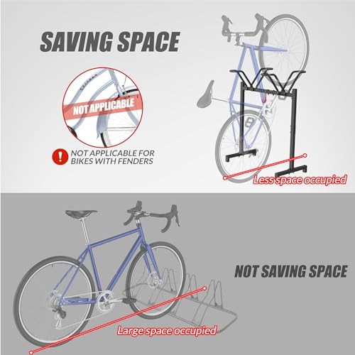 Floor Stand,Adjustable Bicycle Parking Rack with Hook for 2 Bikes