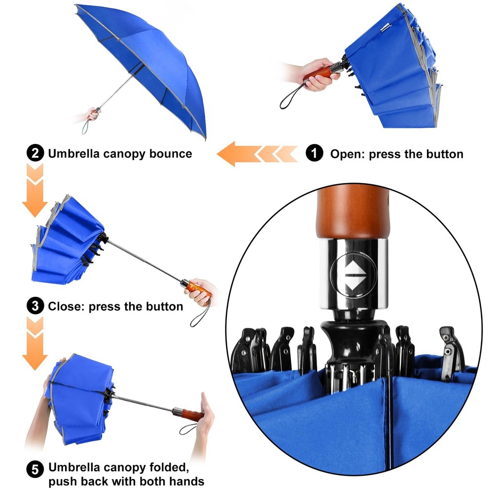 Lejorain Golf Umbrella Reverse Folding-50inch Large Automatic Compact Inverted