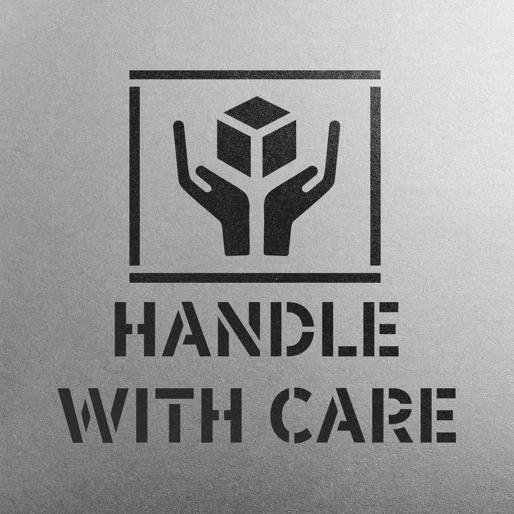 Handle With Care Symbol Stencil - Durable & Reusable Mylar Stencils