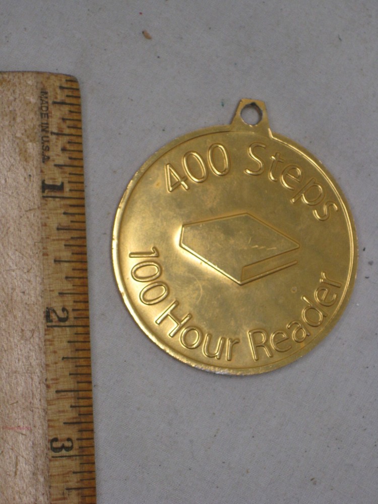 400 Steps 100 Hour Reader 100 Book Challenge medal medallion award