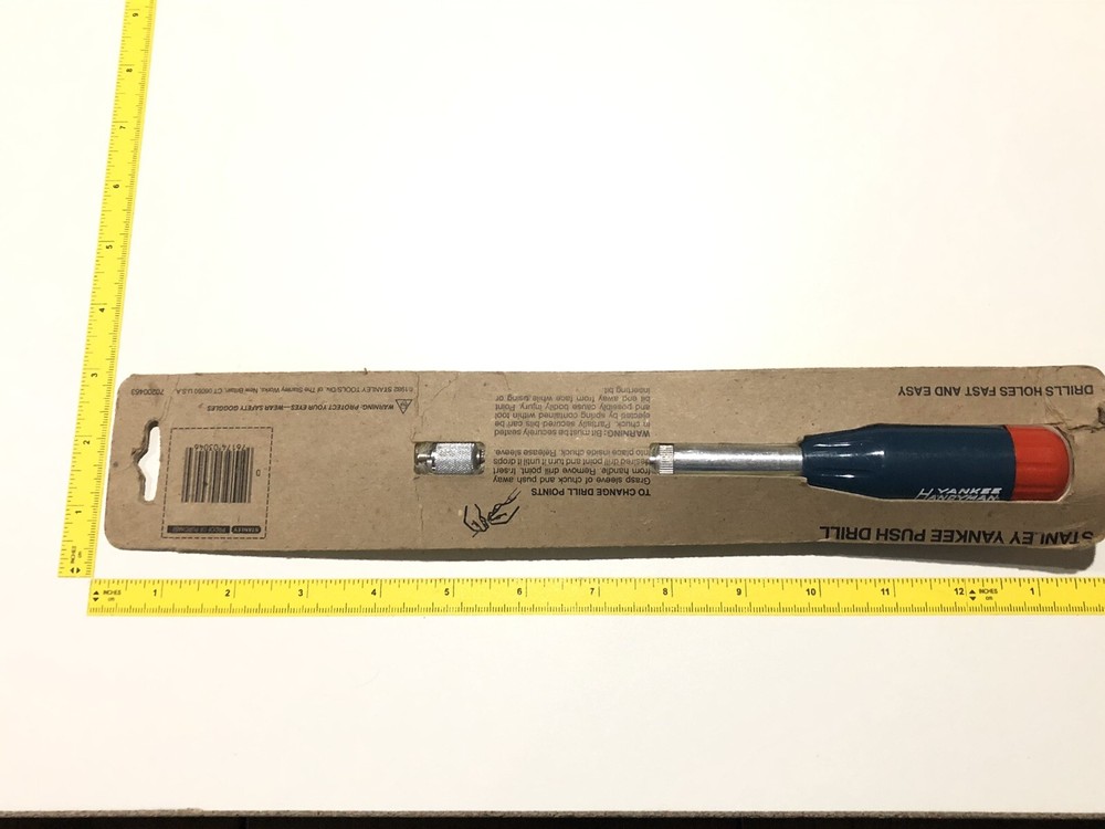VTG STANLEY YANKEE PUSH DRILL 03-046 NOS! CARPENTER CABINETMAKER TOOL 4Pc BITS