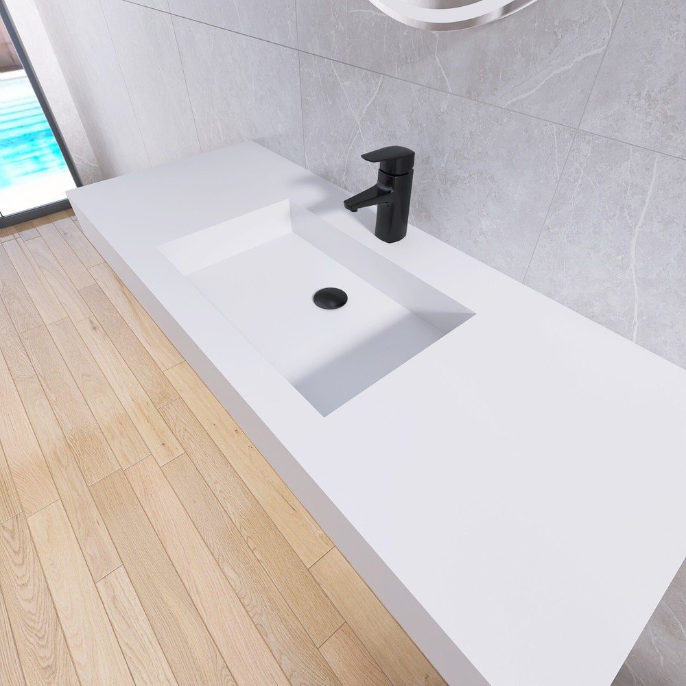 47'' Wall Mounted Bathroom Sink Solid Surface Bathroom Vessel Sink